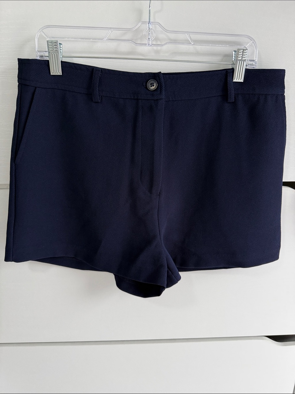 Aqua Navy High-Waist Tailored Shorts